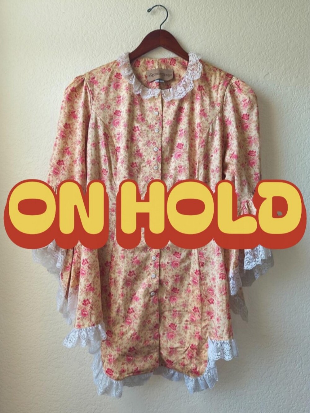Recollections Large Floral Victorian Blouse Lace Ruffles